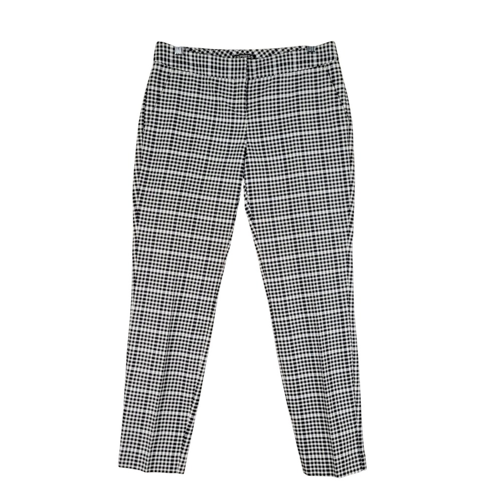 Express Columnist Pants Women 2R Black White Houndstooth Ankle Trousers Preppy